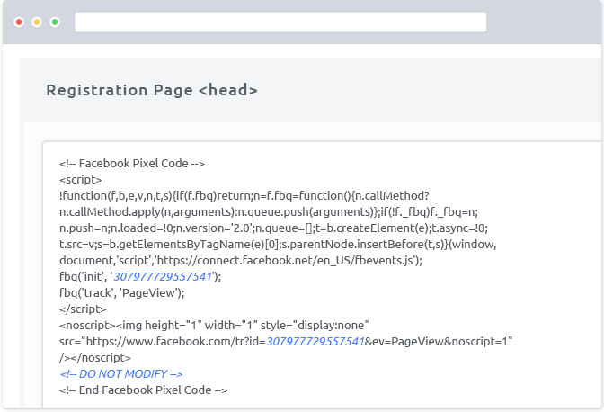 Add tracking pixels to registration page, thank you page or webinar room